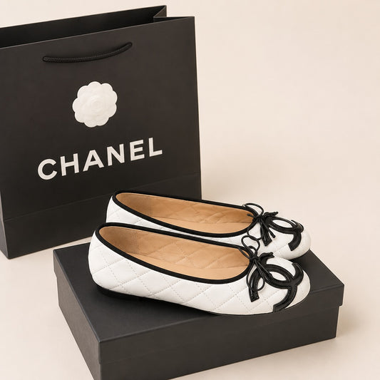 CHANEL QUILTED INTERLOCKING CC BALLET FLATS WITH COLORS