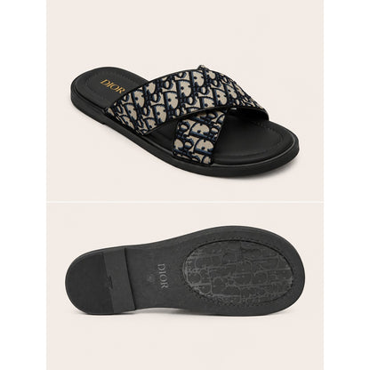 CHRISTIAN DIOR CREAM BLACK OBLIQUE ALIAS SANDAL