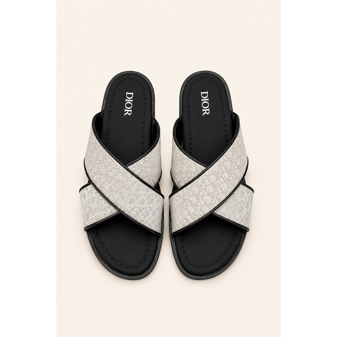 CHRISTIAN DIOR WHITE BLACK OBLIQUE ALIAS SANDAL