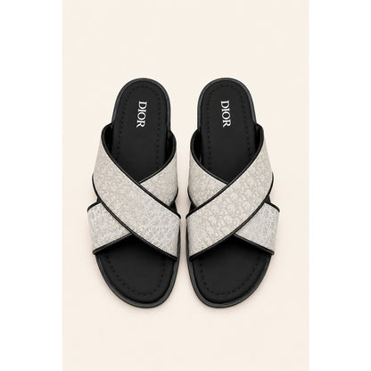 CHRISTIAN DIOR WHITE BLACK OBLIQUE ALIAS SANDAL