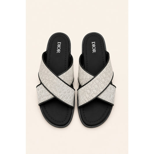 CHRISTIAN DIOR WHITE BLACK OBLIQUE ALIAS SANDAL