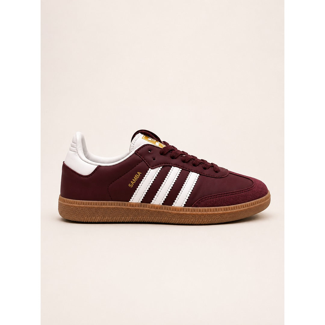 ADIDAS SAMBA OG MAROON GOLD METALLIC SHOES