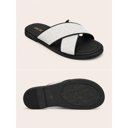 CHRISTIAN DIOR WHITE BLACK OBLIQUE ALIAS SANDAL