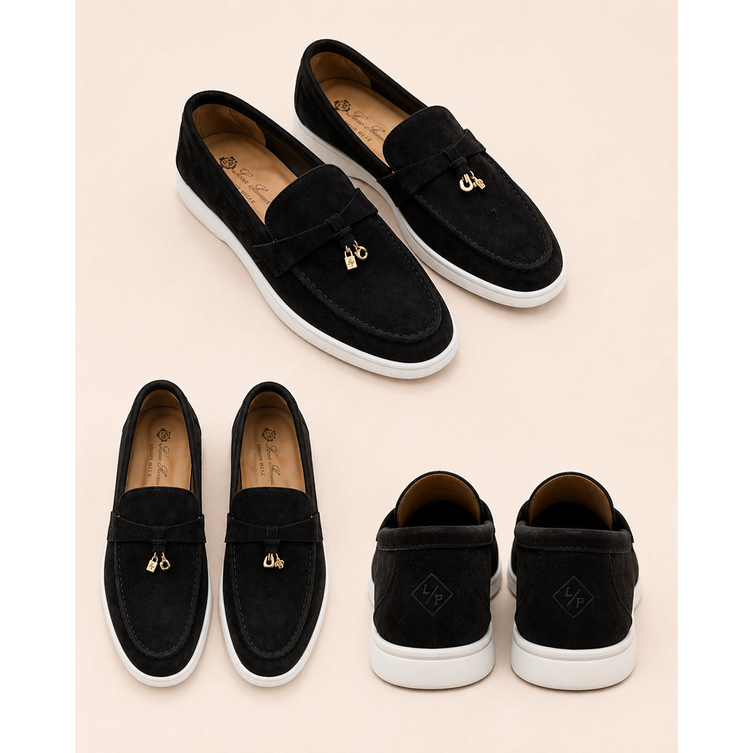 LORO PIANA BLACK SUMMER WALK CASUAL BALLET LOAFERS