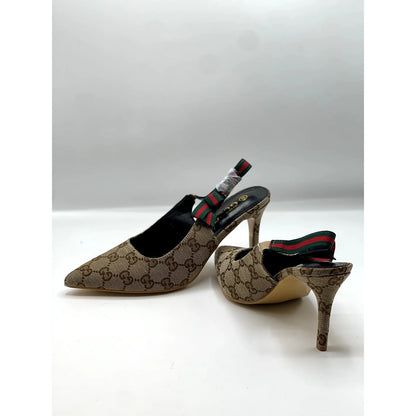 GUCCI GG SLING BACK MONOGRAM Cream BLACK