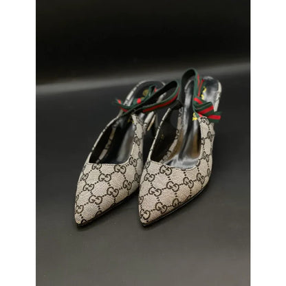 GUCCI GG SLING BACK MONOGRAM GREY BLACK