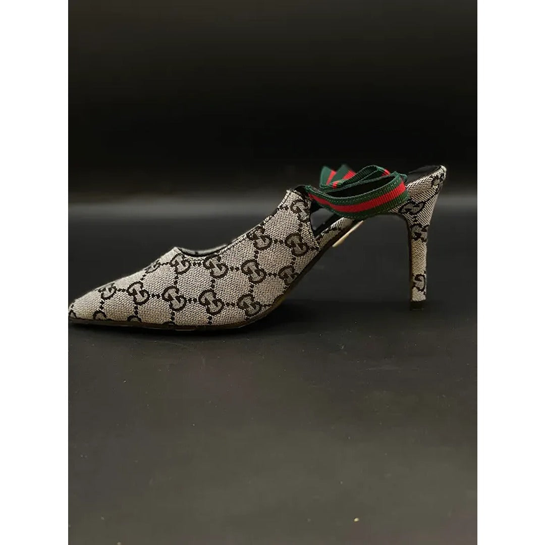 GUCCI GG SLING BACK MONOGRAM GREY BLACK