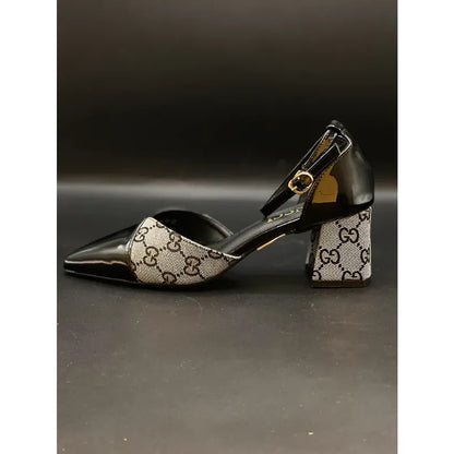GUCCI GG SLING BACK MONOGRAM BLACK CREAM