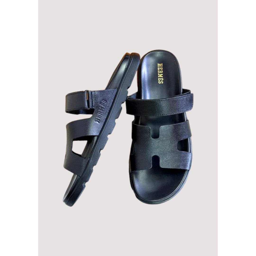 HERMÈS IZMIR BLACK SLIDE MEN D1