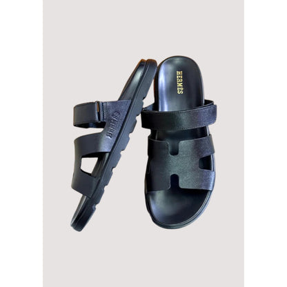HERMÈS IZMIR BLACK SLIDE MEN D1