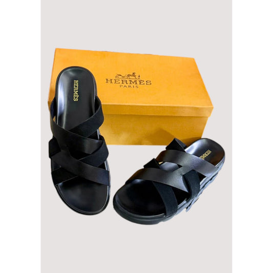HERMÈS IZMIR BLACK SLIDE MEN D3