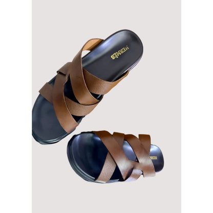 HERMÈS IZMIR BLACK-BROWN SLIDE MEN
