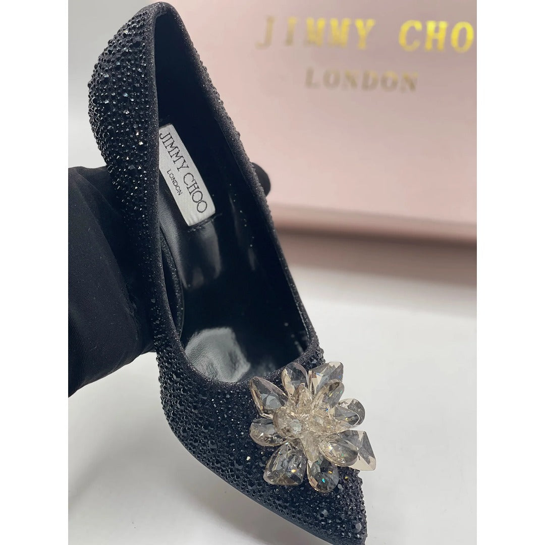 JIMMY CHOO CINDERELLA CRYSTAL BLACK HEEL