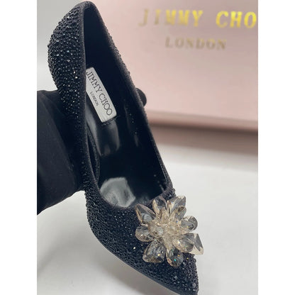 JIMMY CHOO CINDERELLA CRYSTAL BLACK HEEL