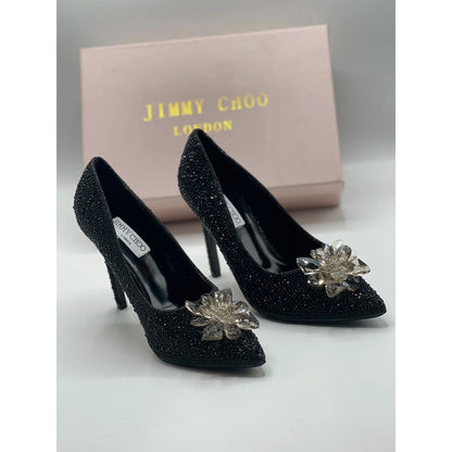 JIMMY CHOO CINDERELLA CRYSTAL BLACK HEEL