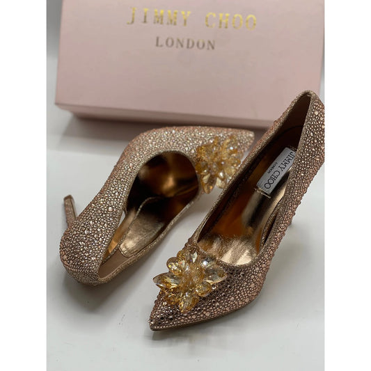 JIMMY CHOO CINDERELLA CRYSTAL ROSE GOLD HEEL