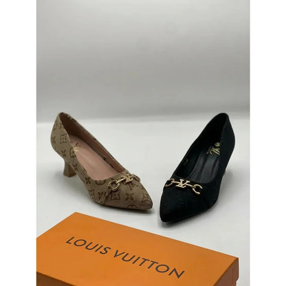 LOUIS VUITTON MONOGRAM PATTERN BEIGE PUMPS