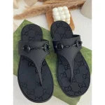 GUCCI HORSEBIT BLACK THONG RUBBER SANDAL