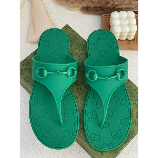 GUCCI HORSEBIT GREEN THONG RUBBER SANDAL