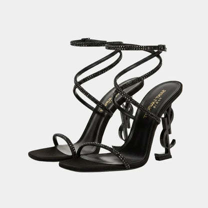 YSL OPYUM 110 CRYSTAL EMBELLISHED BLACK HEEL