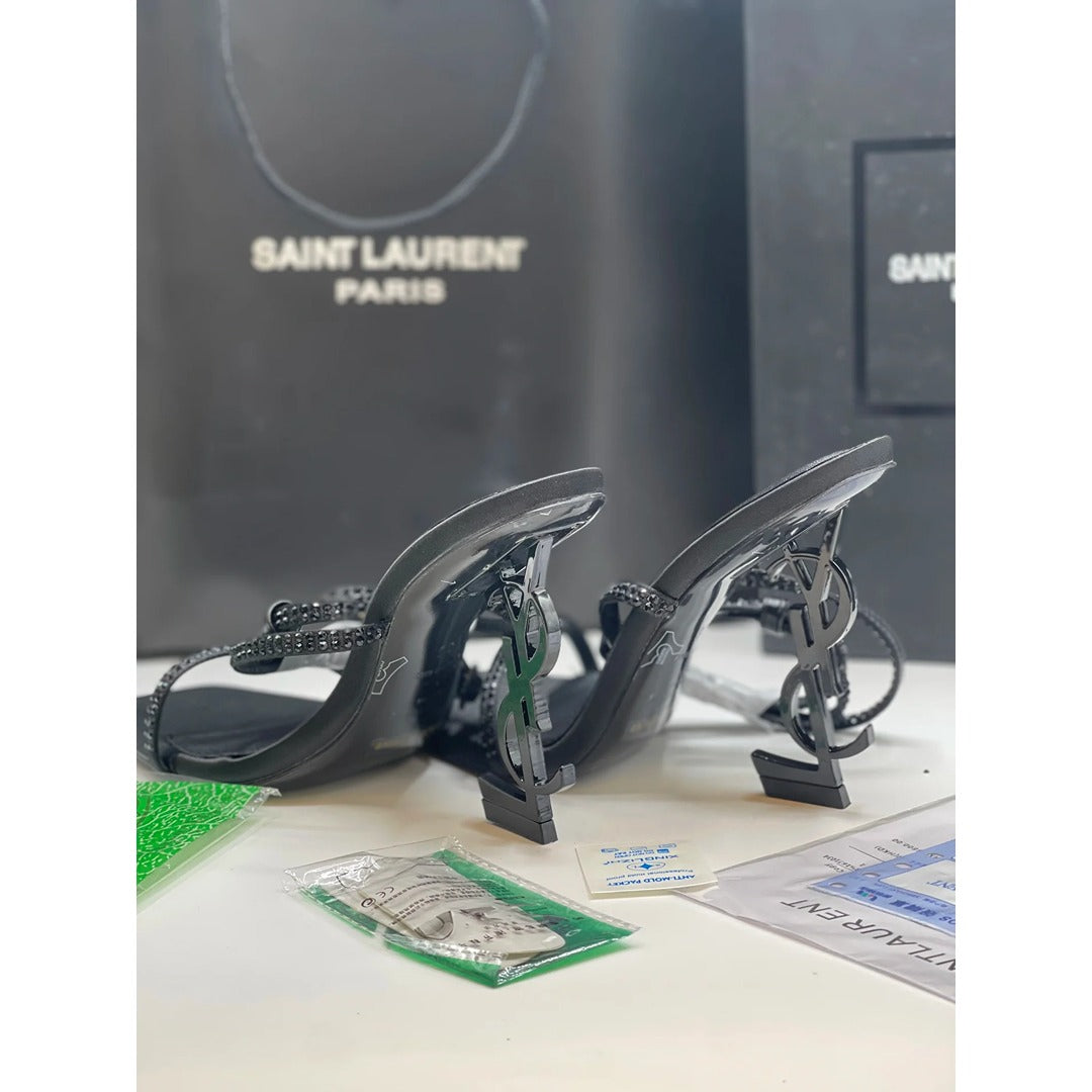 YSL OPYUM 110 CRYSTAL EMBELLISHED BLACK HEEL
