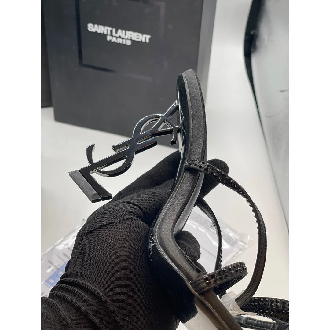 YSL OPYUM 110 CRYSTAL EMBELLISHED BLACK HEEL