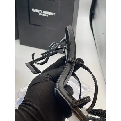 YSL OPYUM 110 CRYSTAL EMBELLISHED BLACK HEEL